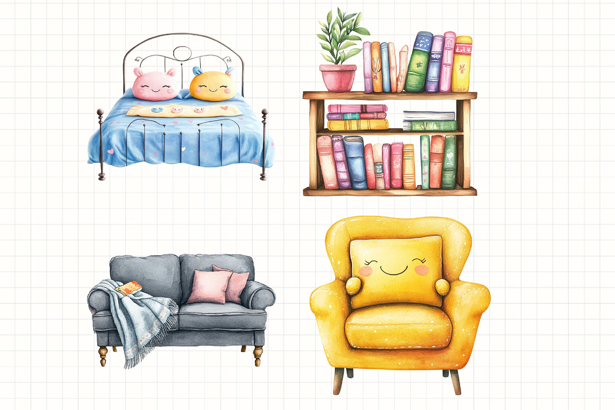 Watercolor Home Furniture Clipart, an Illustration by Libby Wishes (Photo 7 of 7)