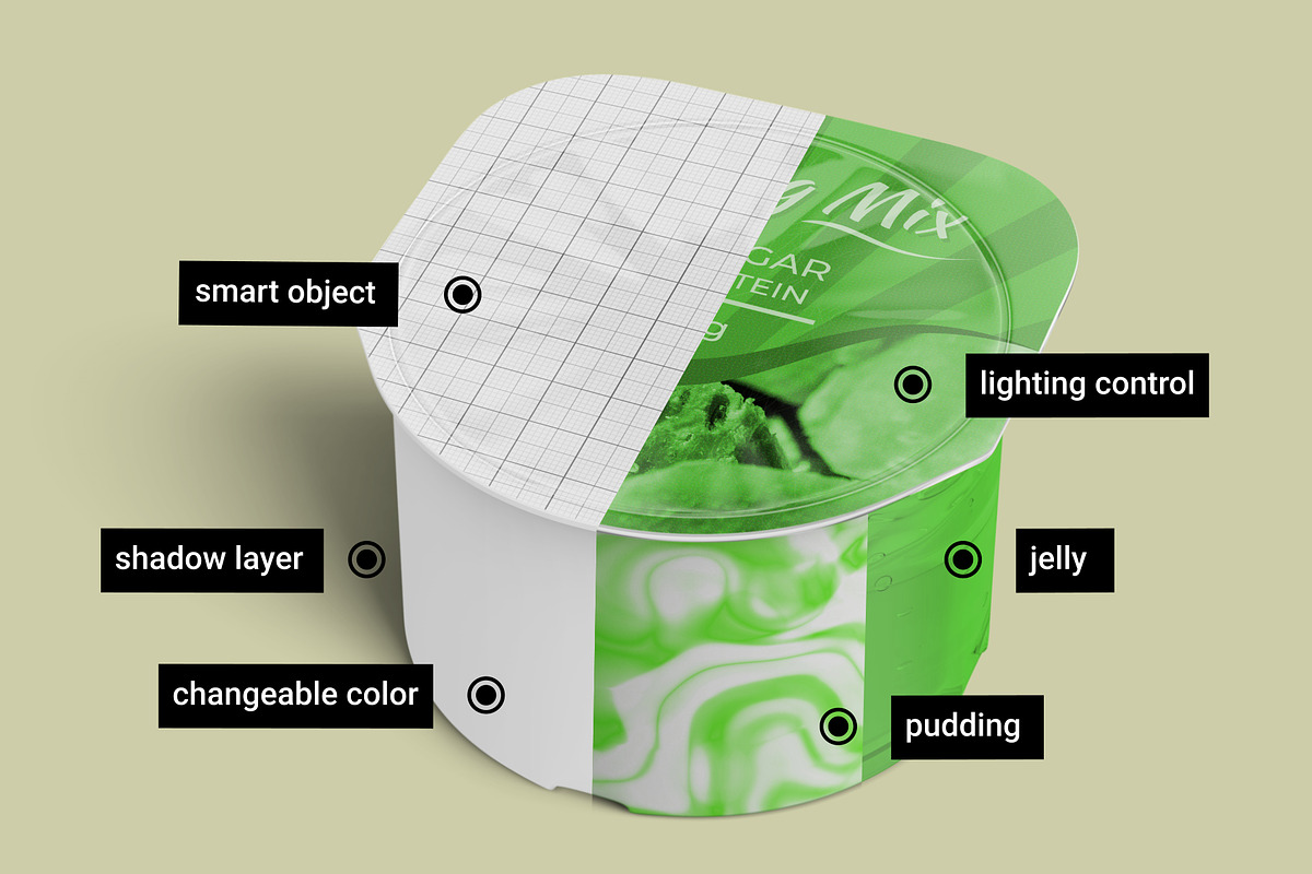 Pudding Jelly Cup Mockup, a Cups & Container Mockup by Digitalphaser (Photo 2 of 11)