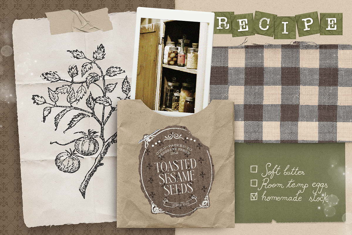 Buni's Heirloom Cookbook Collage Kit, an Object Graphic by Moon Starer Studio (Photo 8 of 10)