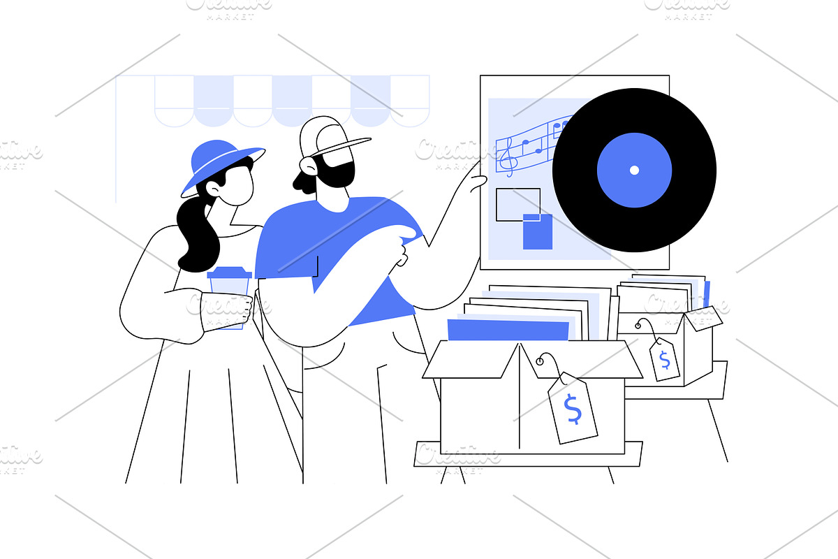 Vinyl market isolated cartoon vector, a Person Illustration by Visual Generation