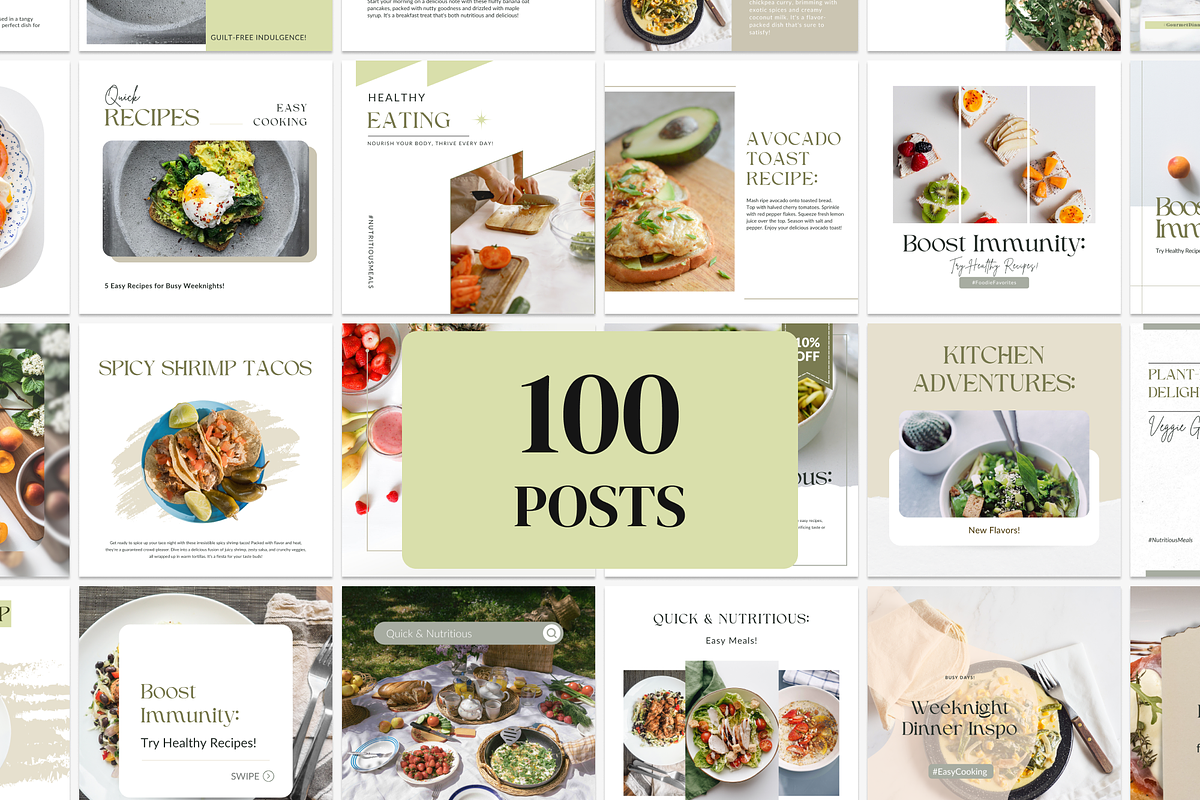 Minimal Food Canva Instagram Set, a Social Media Template by VeliusCreativeStudio (Photo 3 of 10)