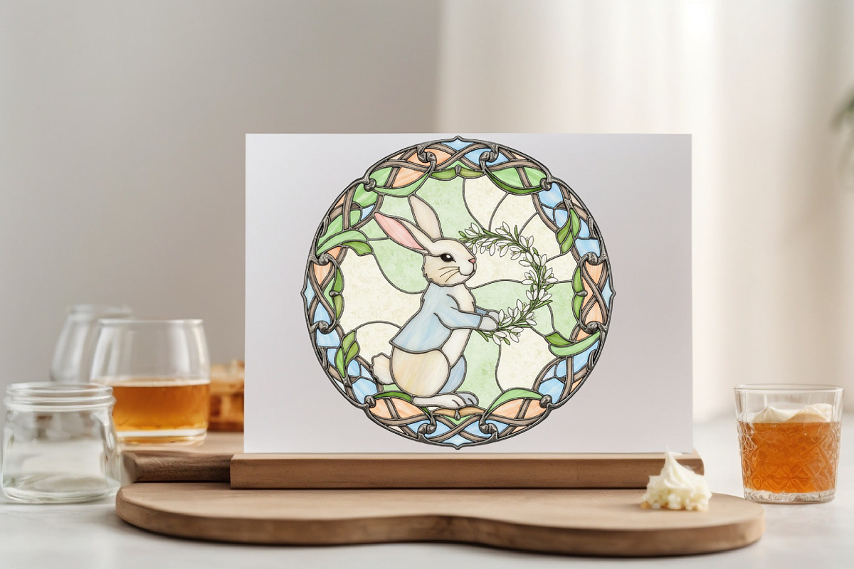 Easter Bunny Stained Glass Clipart, an Illustration by SVGArt (Photo 6 of 9)