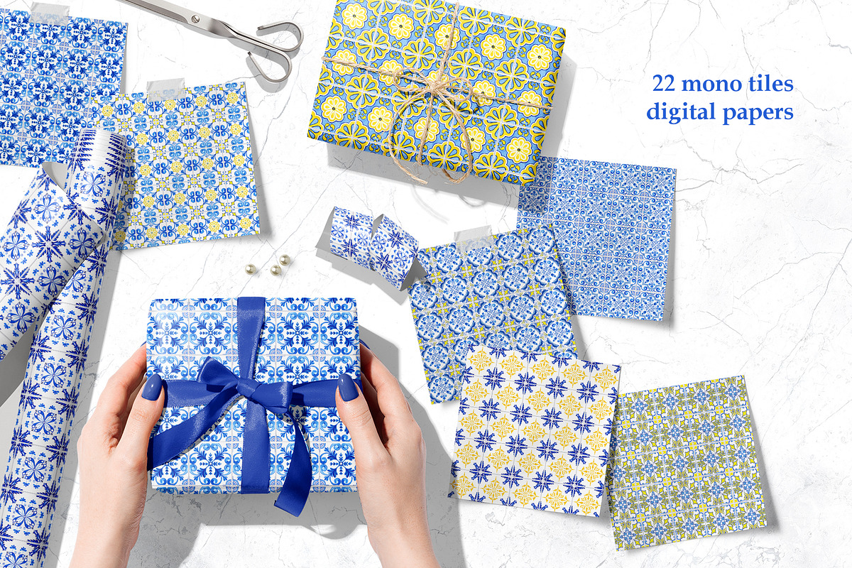 Portuguese Tiles Digital Papers Set2, a Pattern Graphic by ilonitta (Photo 6 of 11)