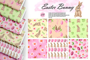 Easter Bunny Seamless Patterns, an Illustration by OlDm_Shop