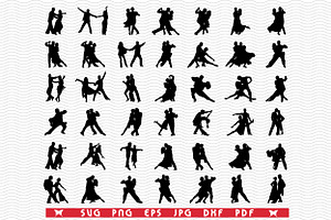 SVG Dance Players, Black silhouettes, a Pattern Graphic by DesignStudioRM