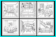Home Interior Coloring Book, a Decorative Illustration by protabsorkar11 (Thumbnail 2 of 7)