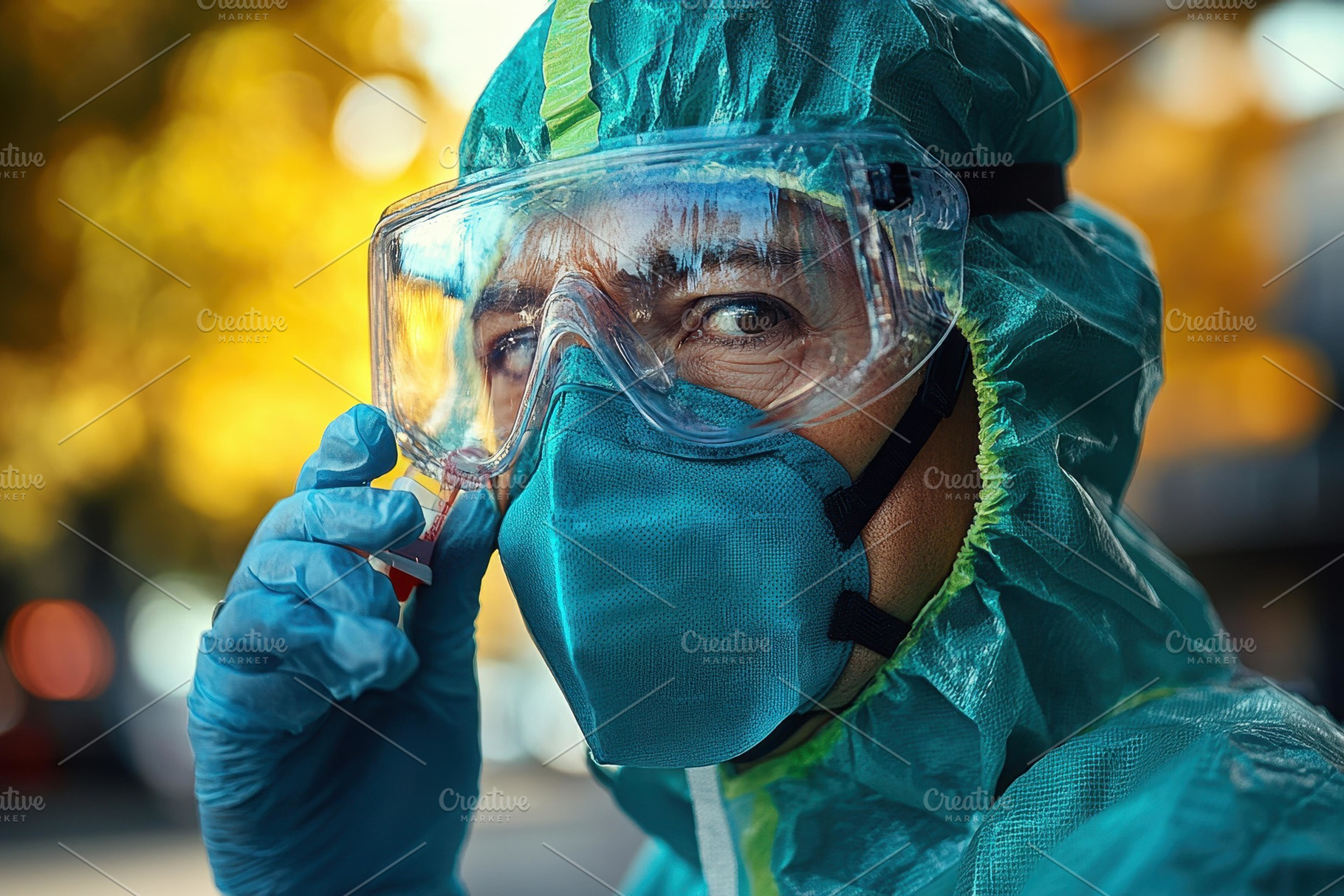 Healthcare worker prepares for dutie, a Photo by Tanuart