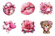 Watercolor Valentine's Day Clipart, an Illustration by CreationArt (Thumbnail 3 of 6)