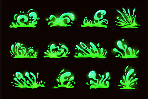 Poison splashes. Toxic liquid green, an Illustration by Stock-Smart-Start