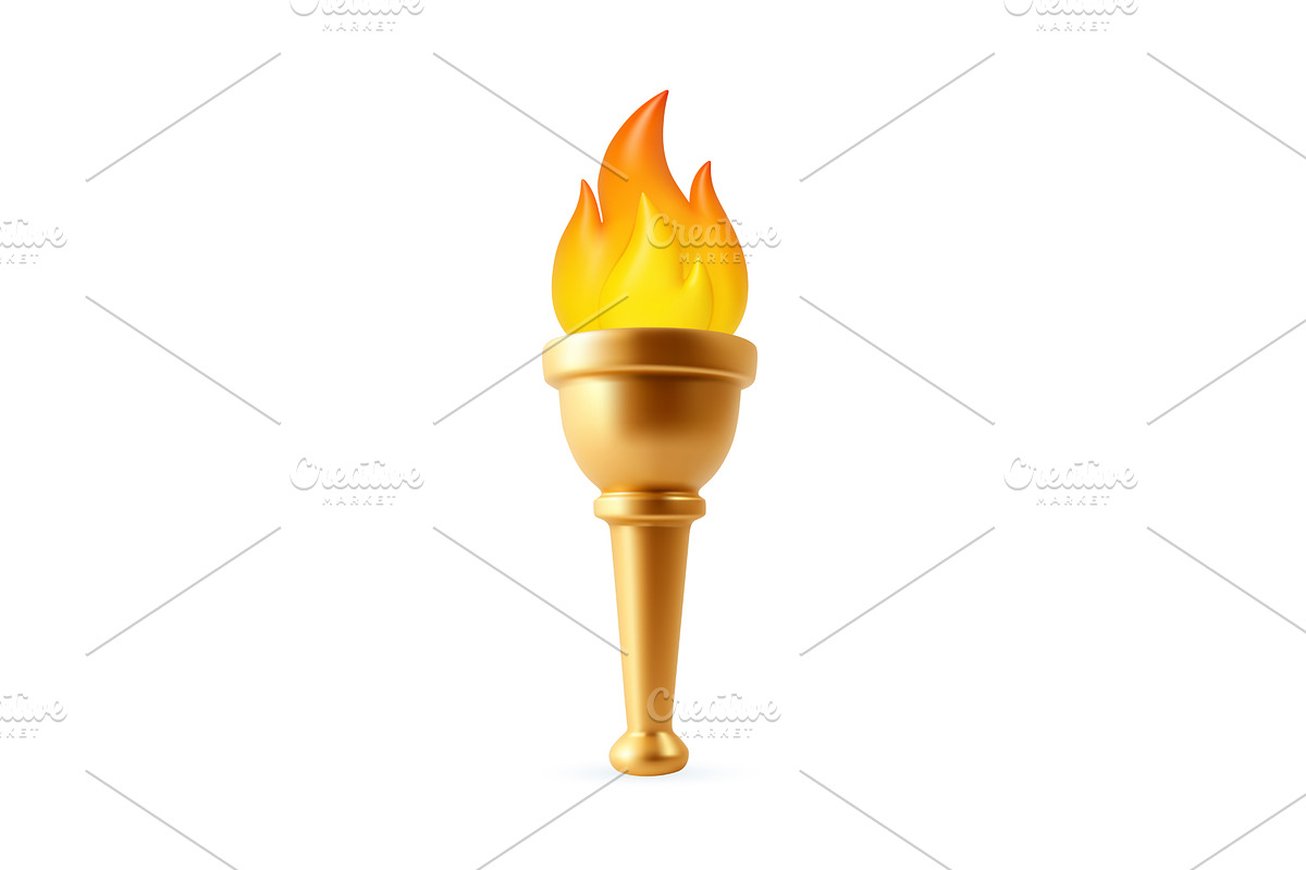 3d Burning torch icon symbolizing, an Object Illustration by ModVector