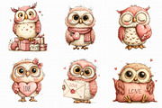 Whimsical Valentine Owl Clipart, an Illustration by Libby Wishes (Thumbnail 4 of 7)