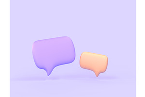 3D Speech Bubbles Icons On Pastel