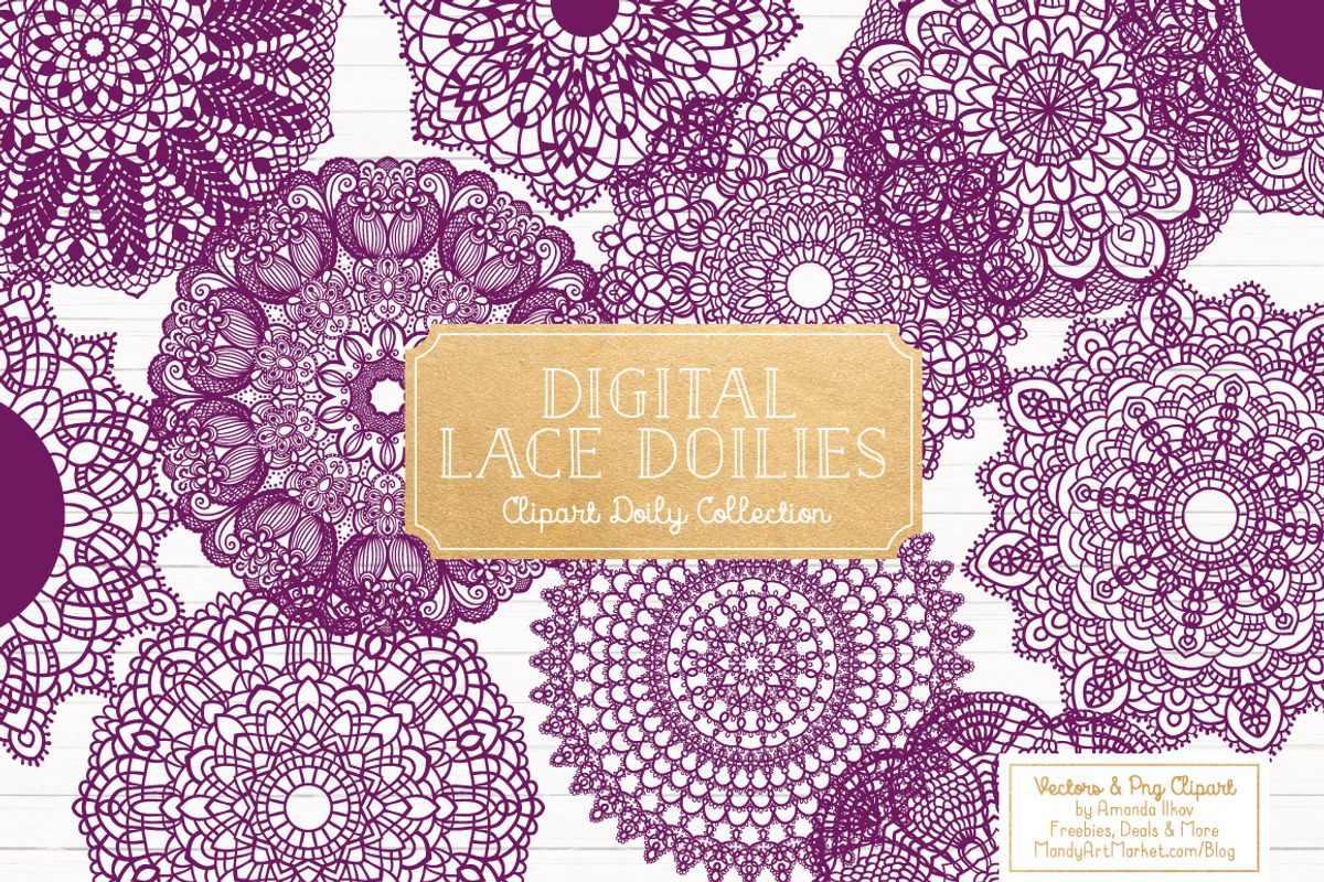 Plum Lace Clipart Doilies, an Illustration by Amanda Ilkov (Photo 1 of 4)