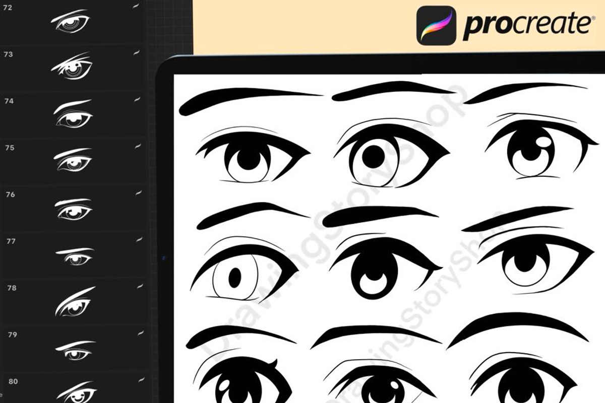 100 Procreate Eyes Male Stamps, a Brush Add-On by DrawingStoryShop (Photo 5 of 5)
