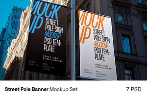 Street Pole Banner Mockup Set, an Advertising Mockup by Deeplab