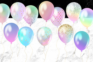 Pastel Rainbow Balloons Clipart