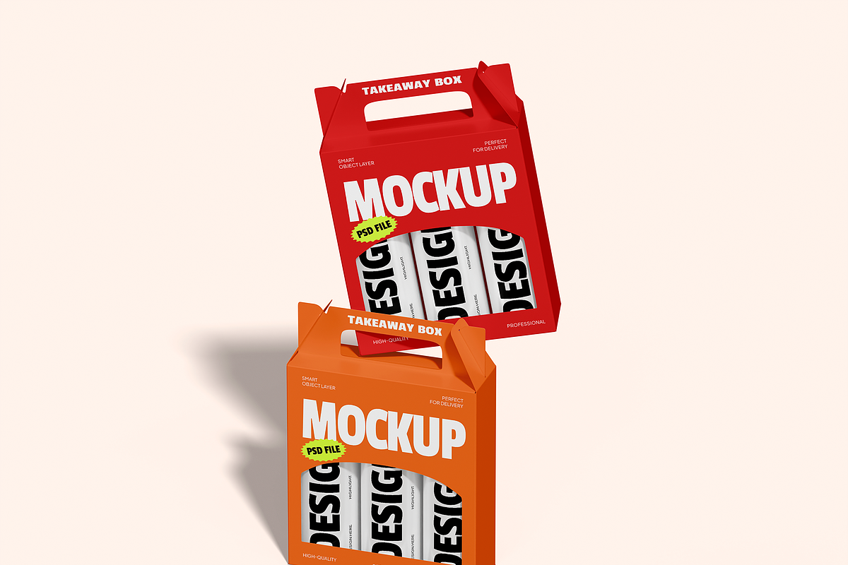 Takeaway Food Box Packaging Mockup, a Packaging Mockup by Bartama Graphic (Photo 2 of 4)