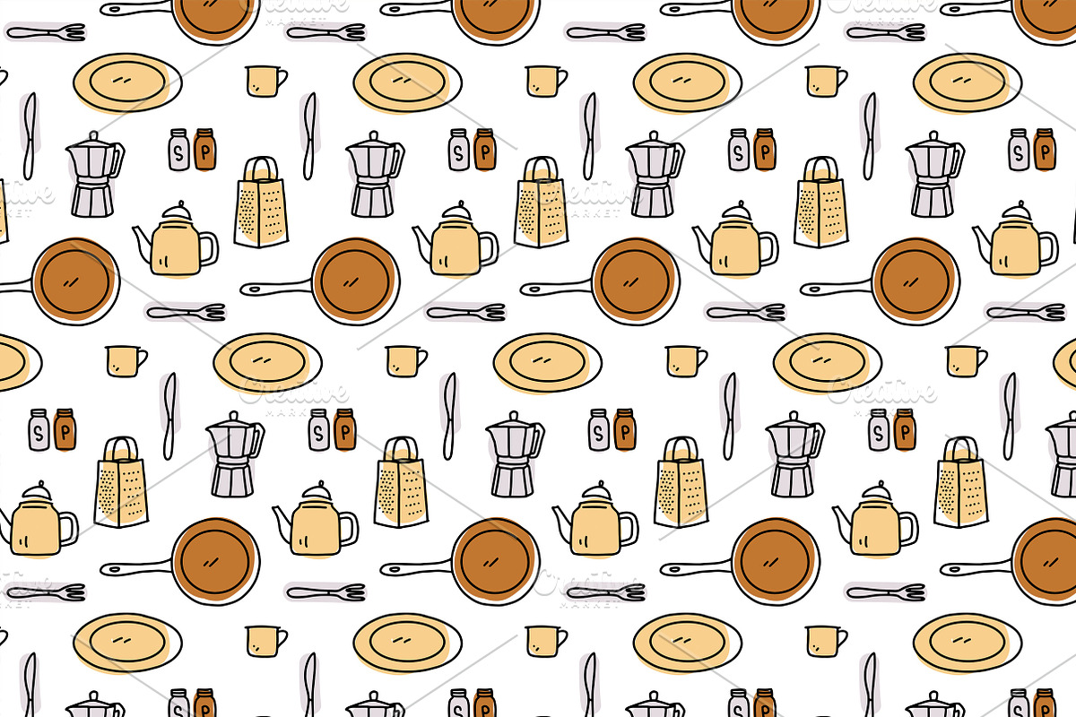 Funny kitchen patterns, a Pattern Graphic by Lyolya Profitrolya (Photo 2 of 4)