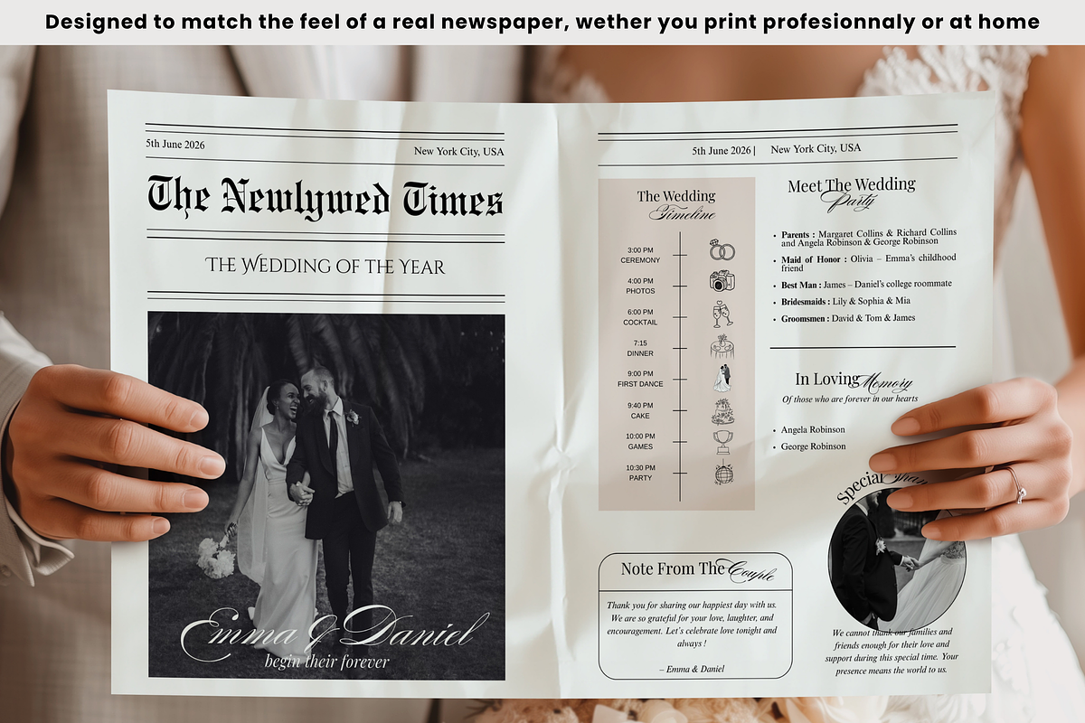 Wedding Newspaper Template, an Invitation Template by PixelBloomClub (Photo 4 of 6)