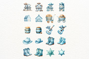Blue Cowboy Clipart Set, a Person Illustration by Nicolle's Colorful Art (Thumbnail 7 of 8)