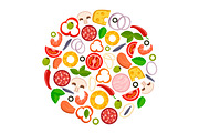 Vector pizza and ingredients, a Food Illustration by Mallinka (Thumbnail 4 of 4)