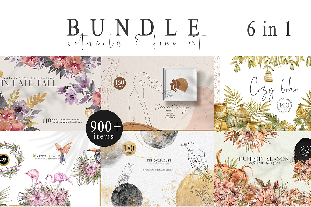 SALE! 6in1 Bundle-watercolor set, an Animal Illustration by Tiana Geo (Photo 1 of 7)