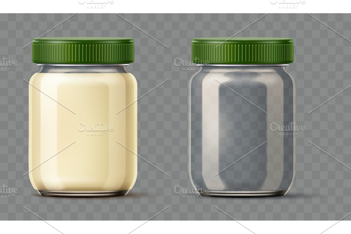 Realistic glass jar with mayonnaise, a Food Illustration by Vectorbuum (Photo 1 of 3)