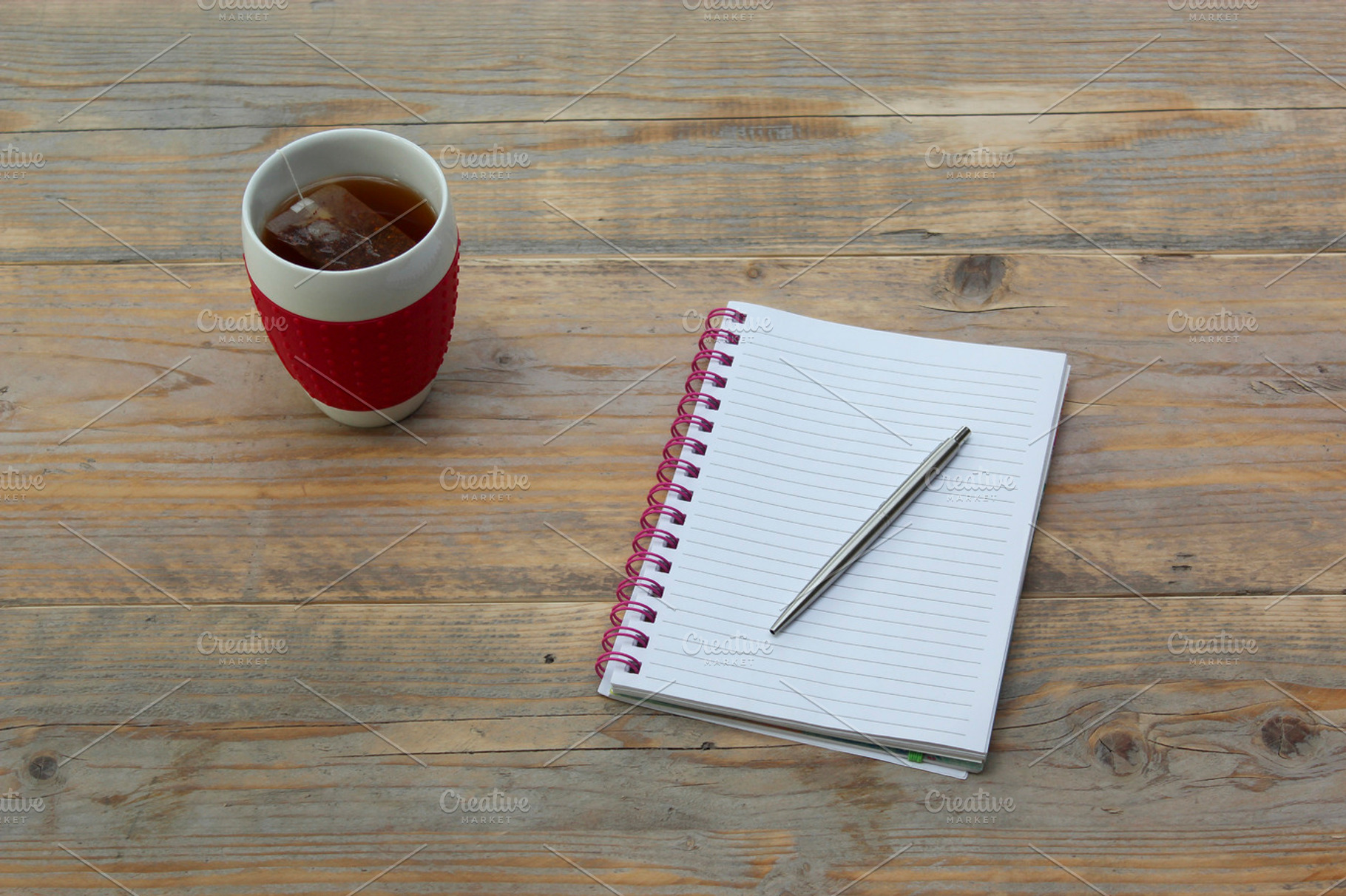 Start writing i containing tea, table, and desk