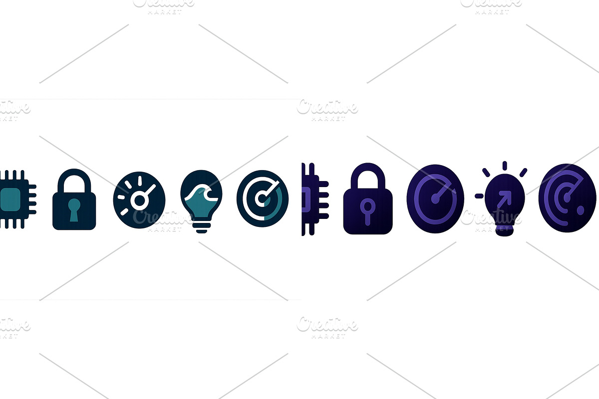 Set of colorful icons representing, a Technology Illustration by ZinetroN