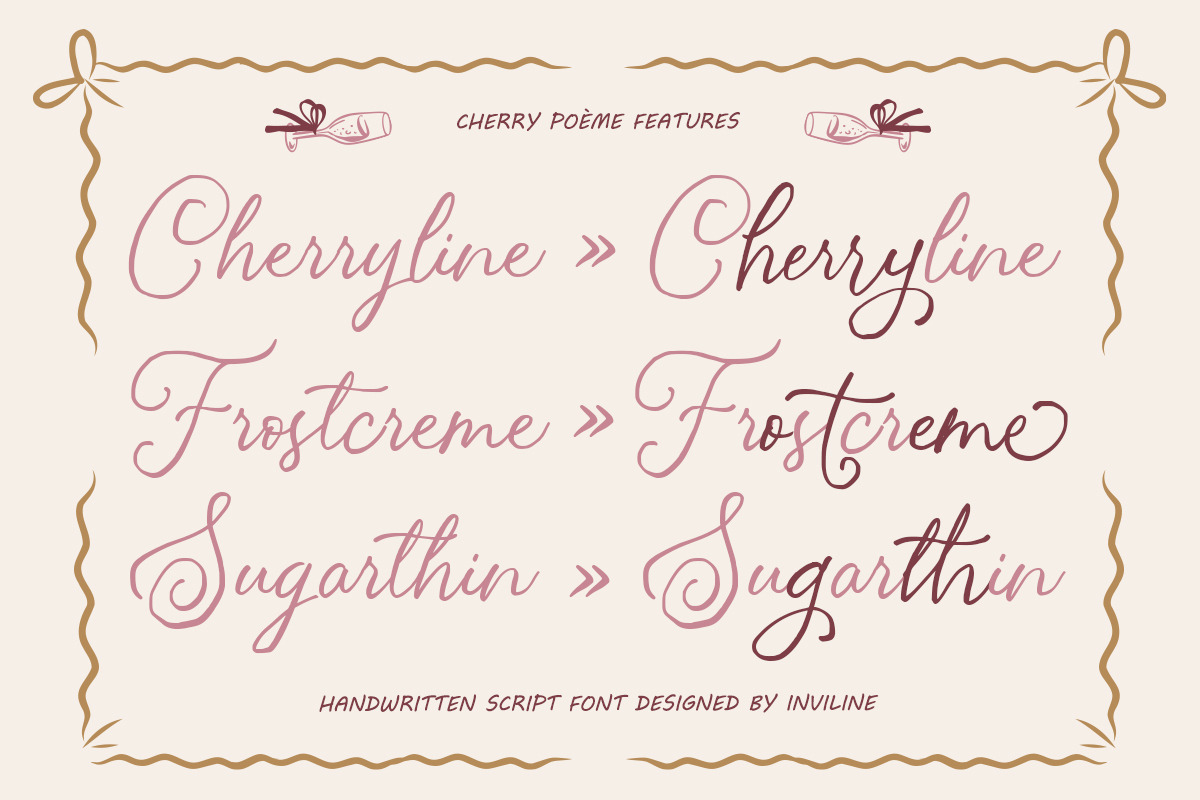 Cherry Poeme Handwritten Script Font, a Script Font by Inviline.co (Photo 5 of 10)
