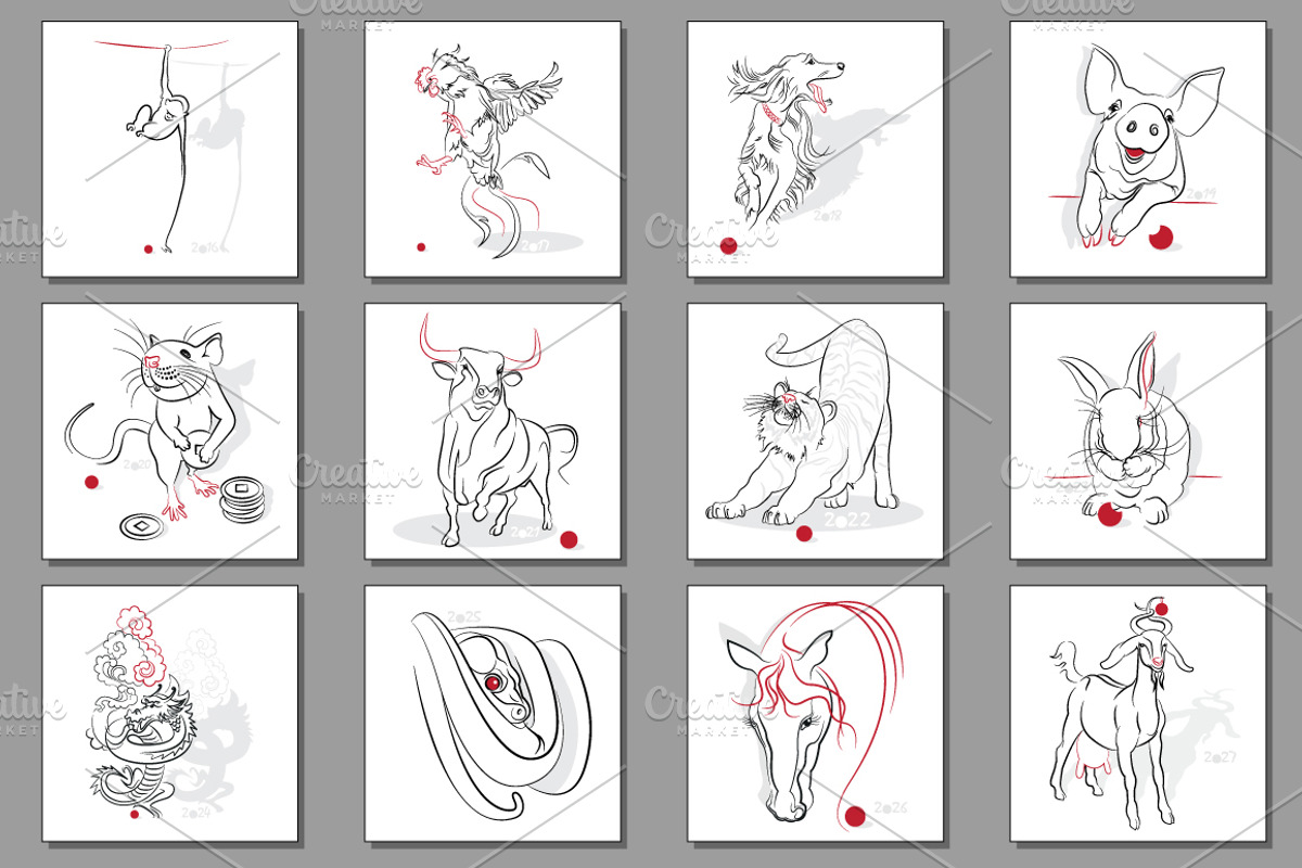 Chinese zodiac wheel with signs., an Illustration by Adamskyistudio (Photo 3 of 6)