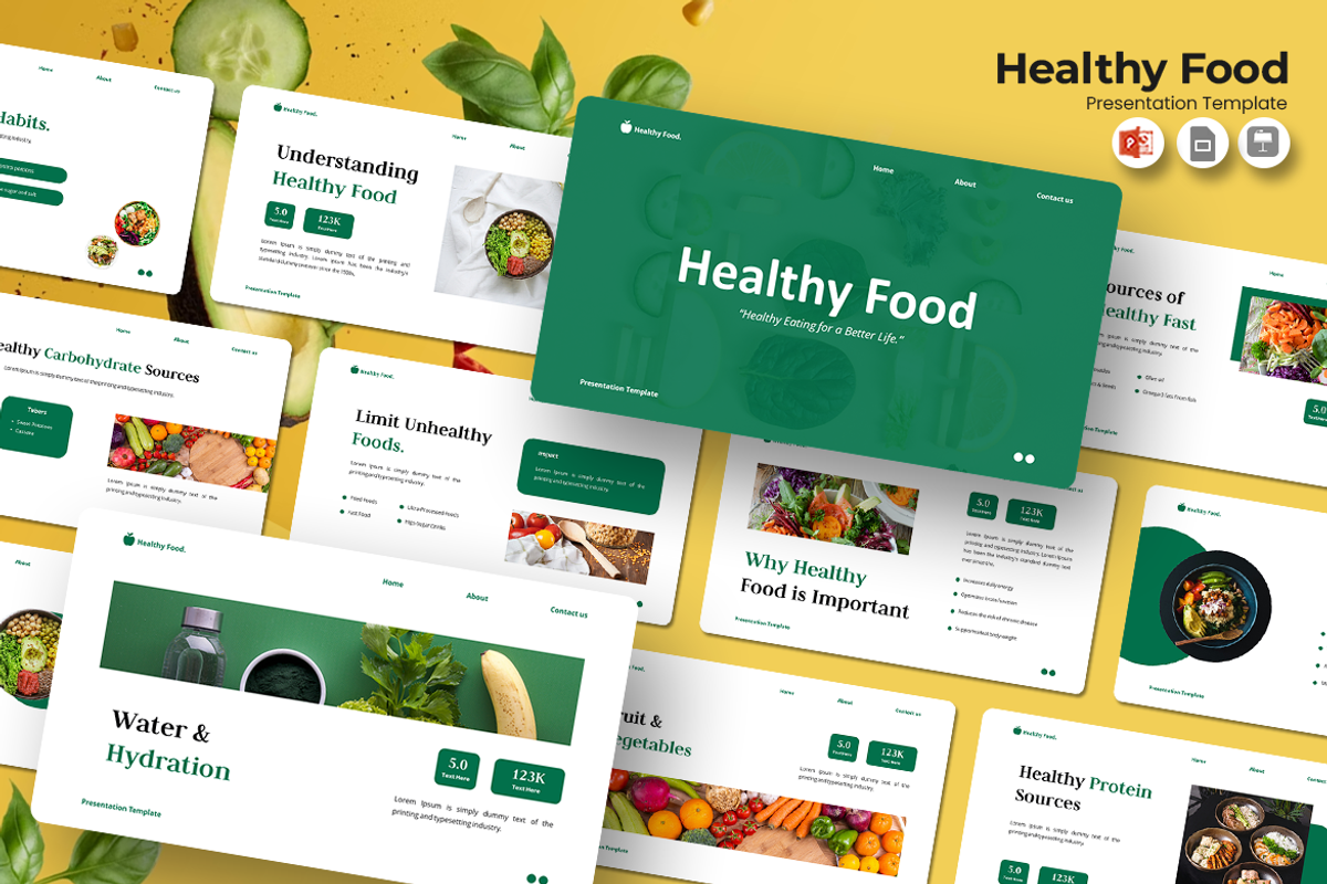 Healthy Food - PowerPoint Template, a Presentation Template by Iqsiart ...