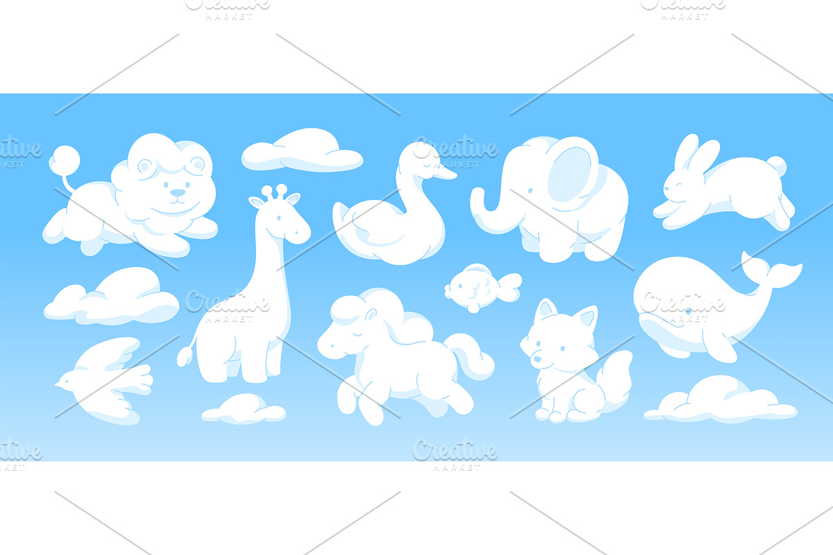 Animal shape clouds. White fluffy, an Animal Illustration by LadadikArt