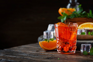 Traditional italian aperitif aperol stock photo containing campari and citrus