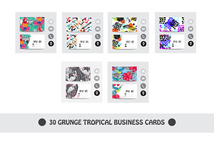 30 Grunge Tropical Business Cards