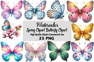 Spring Clipart Butterfly Clipart, an Illustration by Daily.Designs