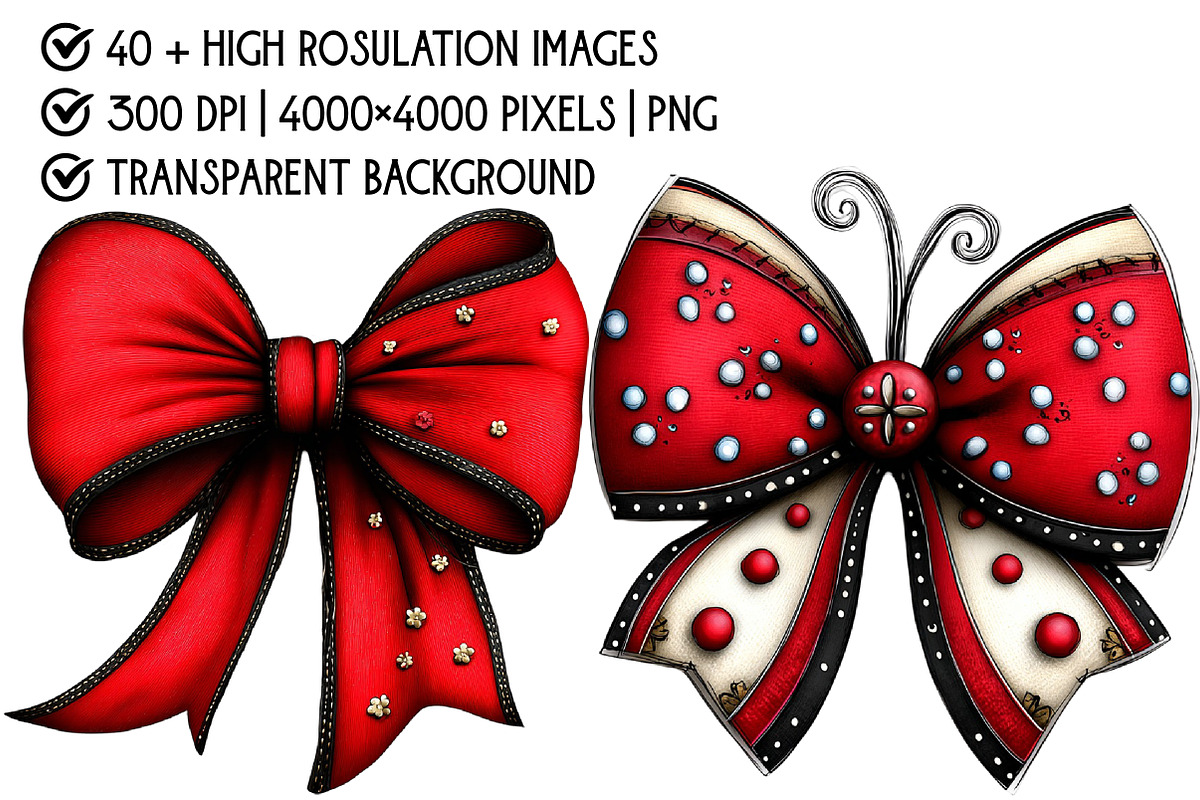Christmas Bow Clipart Bundle, an Illustration by Pixels.Craft (Photo 4 of 6)