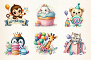 Peeking Birthday Animal Clipart Bund, an Illustration by DreamArtGraphic (Thumbnail 2 of 4)