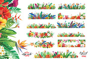 Tropical Flowers Arrangement borders, a Seasonal Illustration by ViktoriaARTprint (Thumbnail 1 of 4)