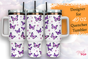 Butterflies 40 oz Quencher Tumbler, a Graphic by TumblerArtDS