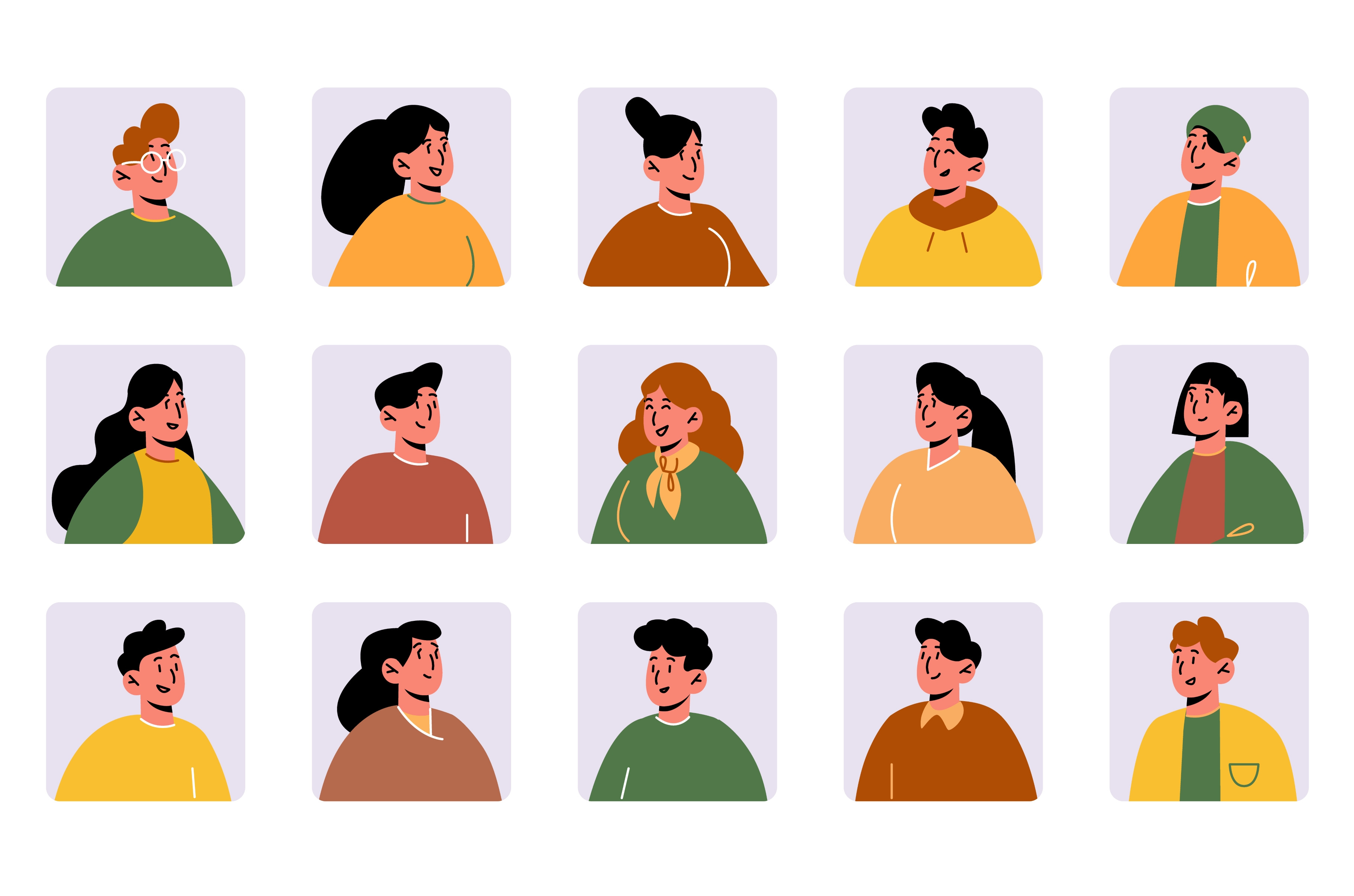 People avatars, square icons with, a Person Illustration by art PVP ...