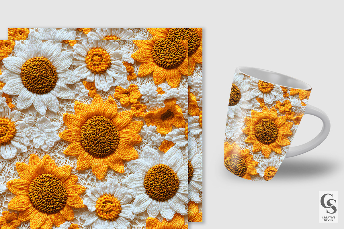 3D Crochet Sunflowers Lace Patterns, a Pattern Graphic by Creative Store (Photo 4 of 5)