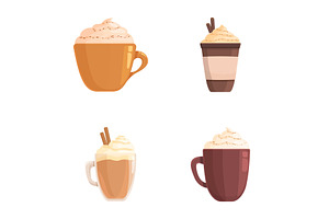 Assortment Of Cartoon Coffee Drinks