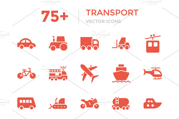 75 Transport Vector Icons