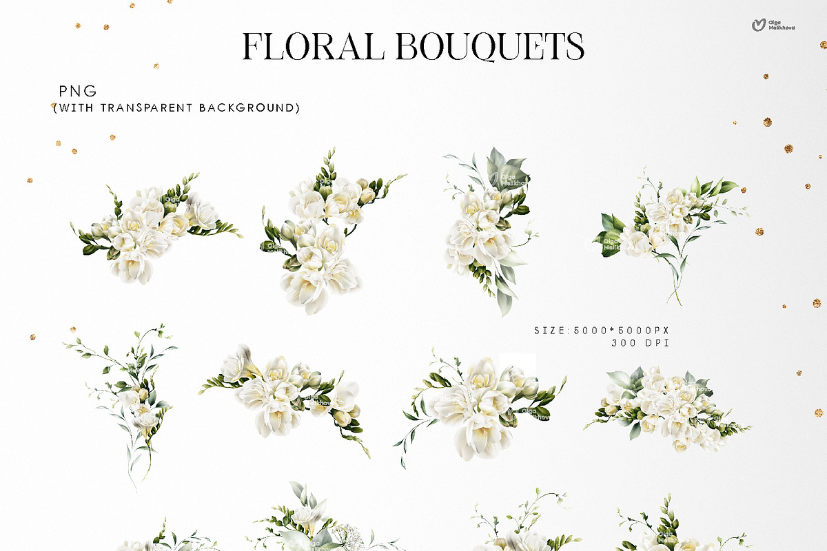White flowers, Freesia, an Object Illustration by ollalya (Photo 7 of 10)