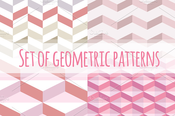 Set of pink geometric patterns preview 6