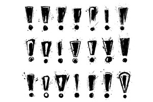 Grunge style exclamation signs, an Illustration by Valerie Bodnar