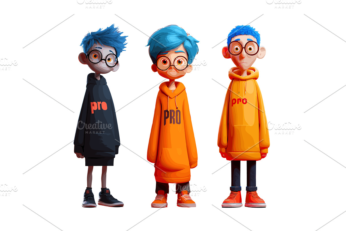 Nerdy teenagers character cartoon, an Object Illustration by Onyx