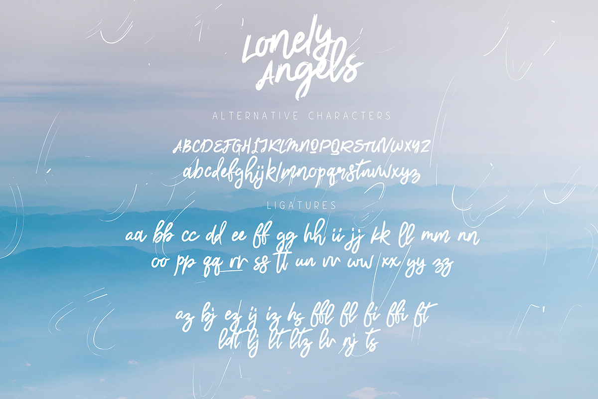 Lonely Angels Brush Font, a Script Font by chekart (Photo 8 of 9)
