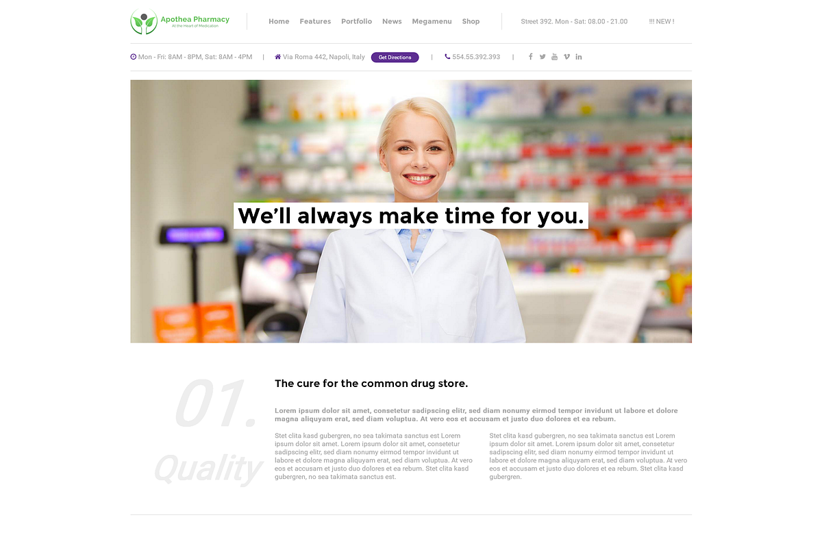 Apothea - Pharmacy WP Theme, a WordPress Template by 7Theme